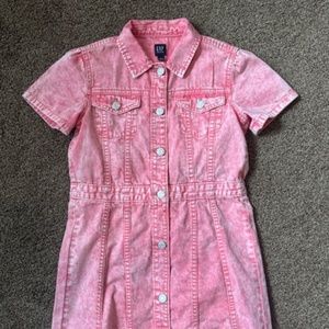 GAP Girl's Sunrise Pink Denim Dress Size L (10-12) EUC